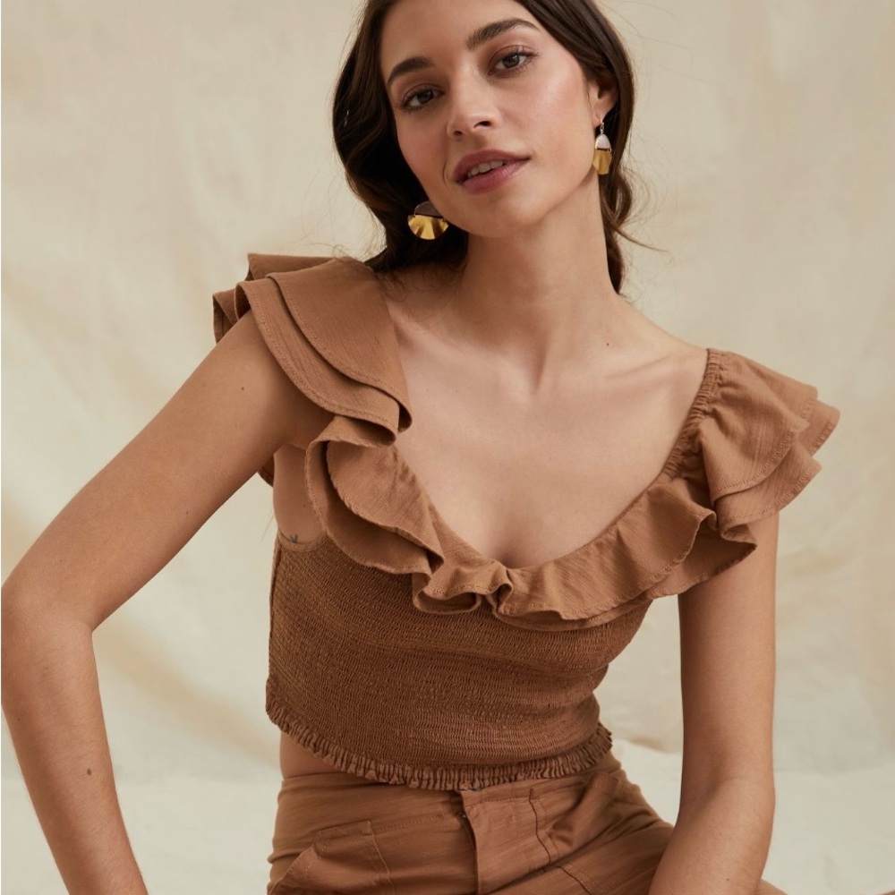 NWT Anthropologie Maeve Ruffle Smocked Top